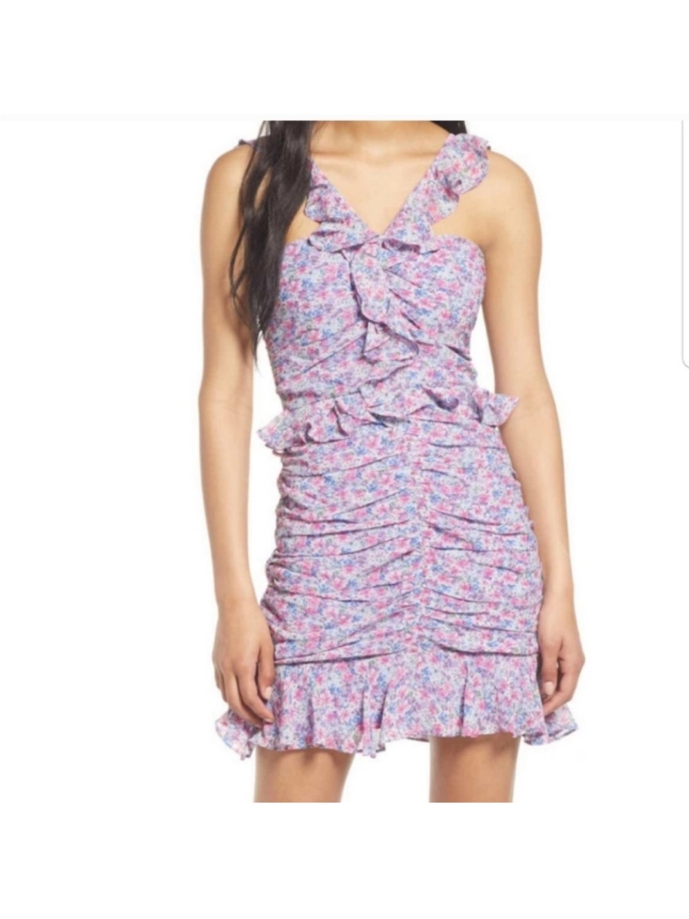Floral Ruffle Mini Dress - Pink Multi